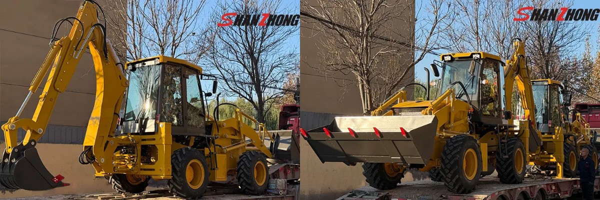 Два совершенно новых экскаватора-погрузчика были успешно доставлены на объект заказчика.